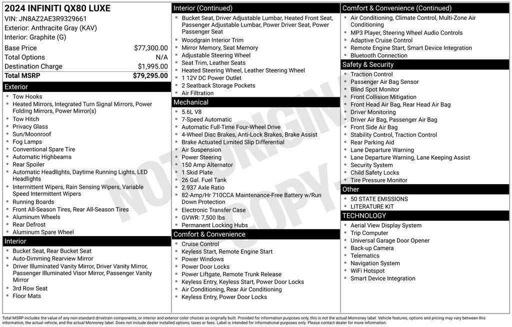 used 2024 INFINITI QX80 car, priced at $46,886