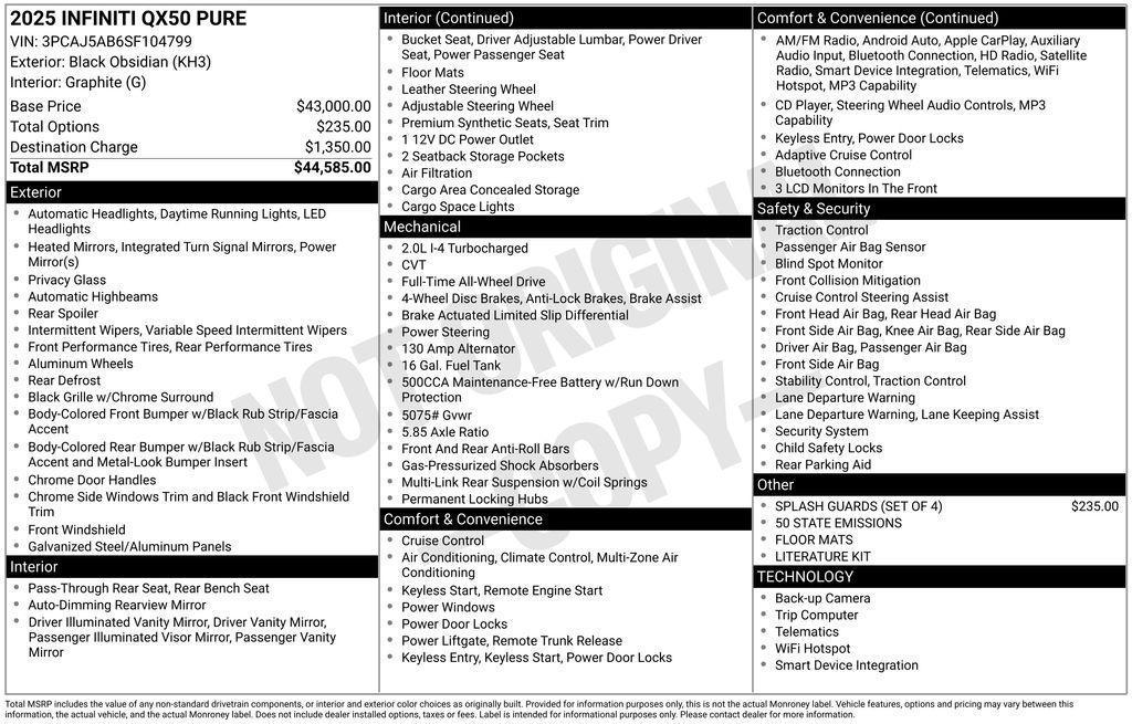 used 2025 INFINITI QX50 car, priced at $32,312