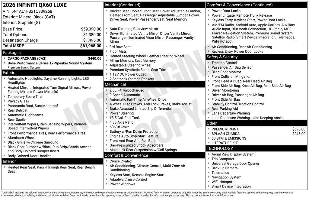 used 2026 INFINITI QX60 car, priced at $46,998