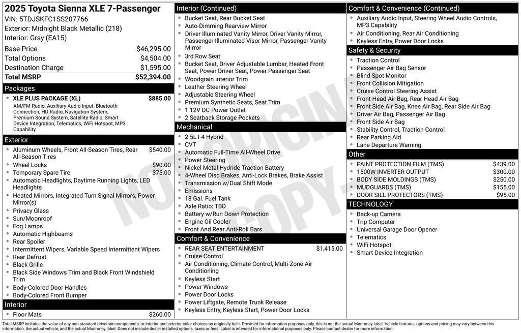 used 2025 Toyota Sienna car, priced at $48,814