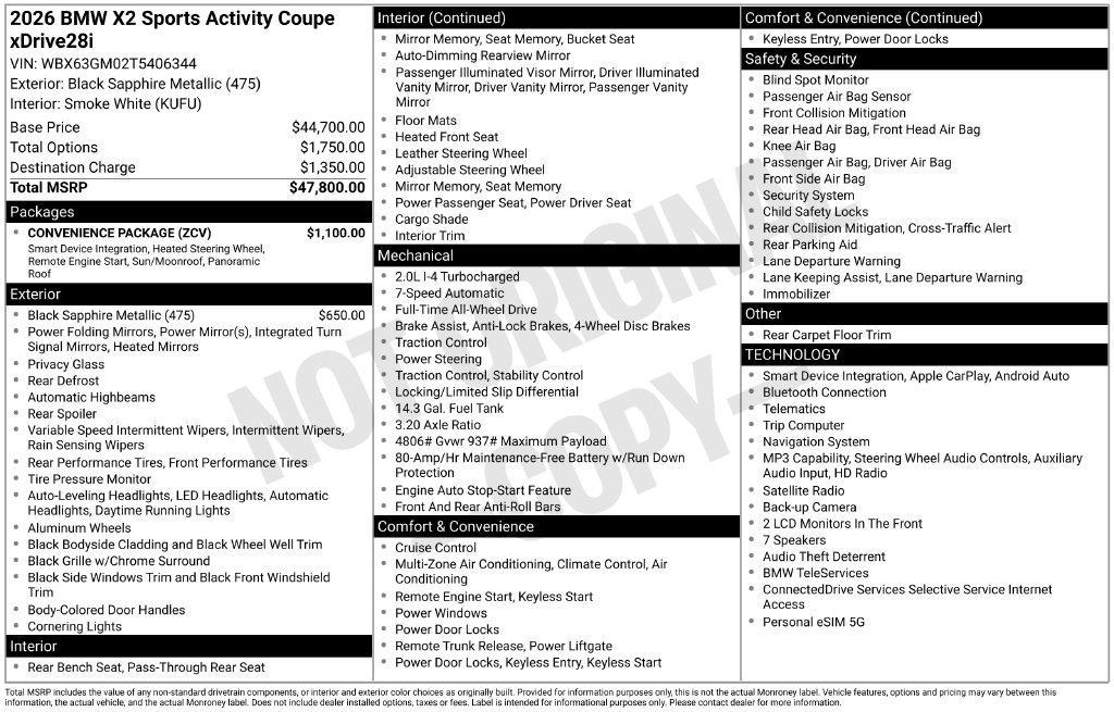 used 2026 BMW X2 car, priced at $35,046