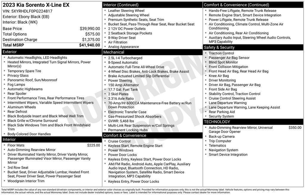 used 2023 Kia Sorento car, priced at $27,733