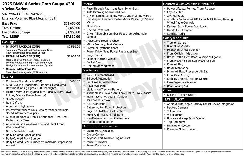used 2025 BMW 430 Gran Coupe car, priced at $41,102