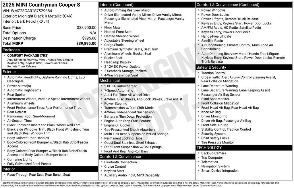 used 2025 MINI Countryman car, priced at $25,354