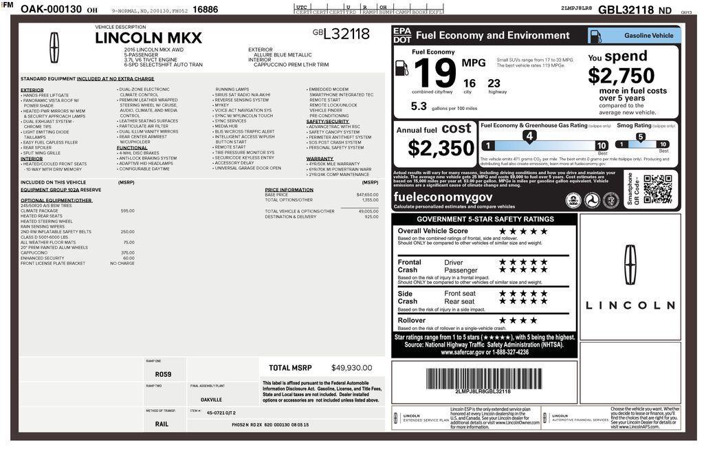 used 2016 Lincoln MKX car, priced at $9,902