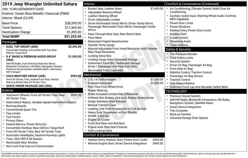 used 2019 Jeep Wrangler Unlimited car, priced at $21,994