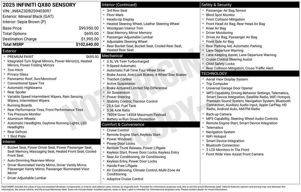 used 2025 INFINITI QX80 car, priced at $69,879