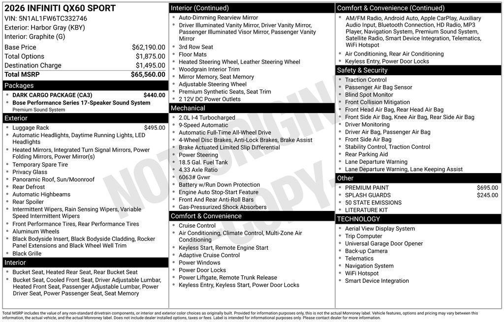 used 2026 INFINITI QX60 car, priced at $49,998