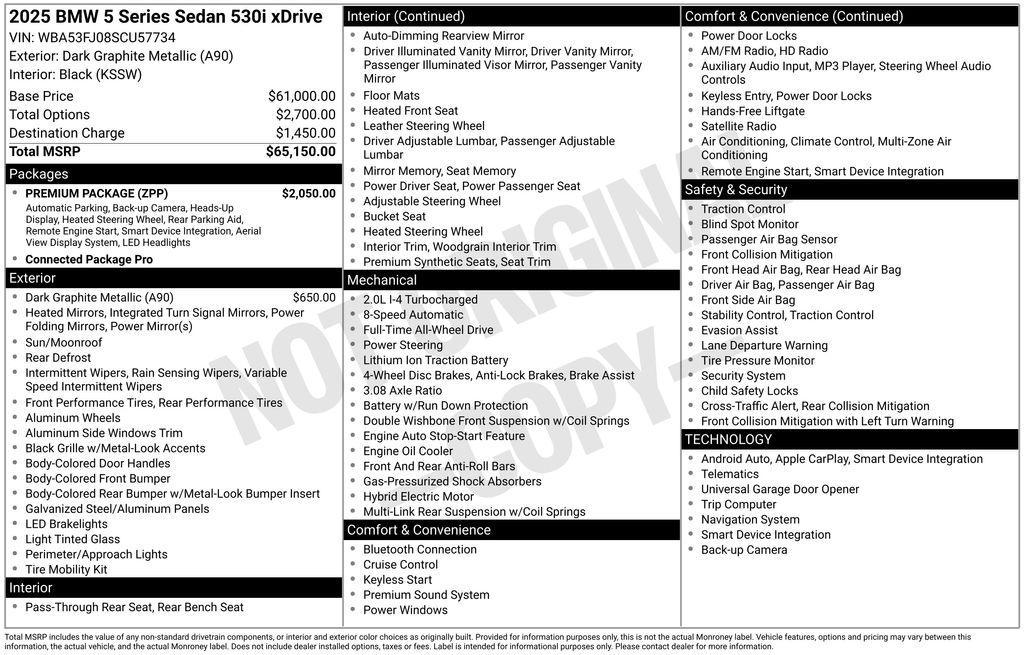 used 2025 BMW 530 car, priced at $38,977