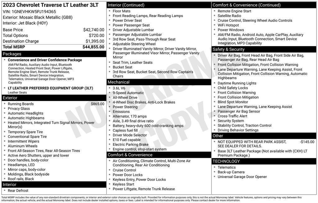 used 2023 Chevrolet Traverse car, priced at $35,000