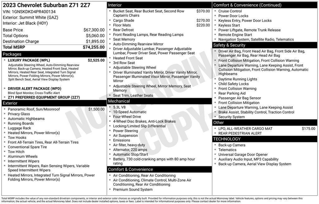 used 2023 Chevrolet Suburban car, priced at $54,000
