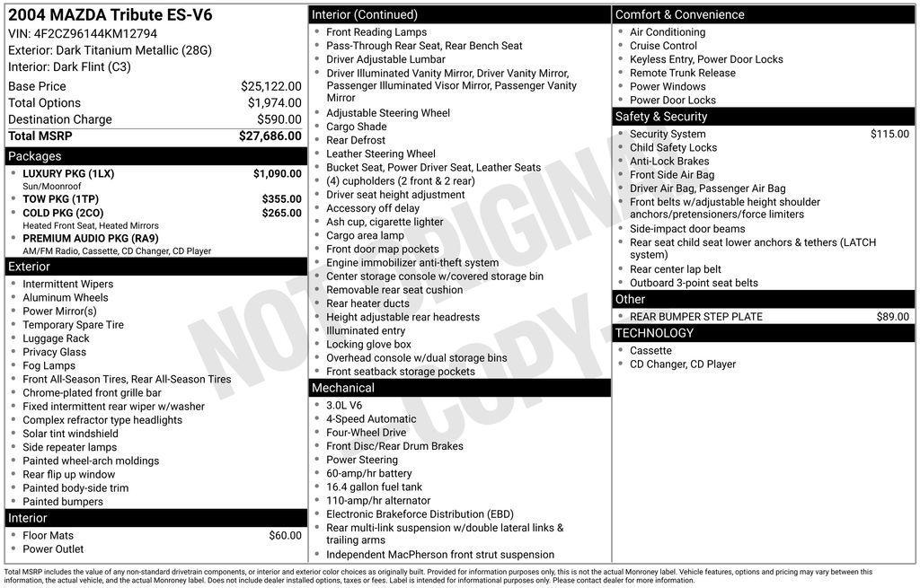 used 2004 Mazda Tribute car, priced at $8,750