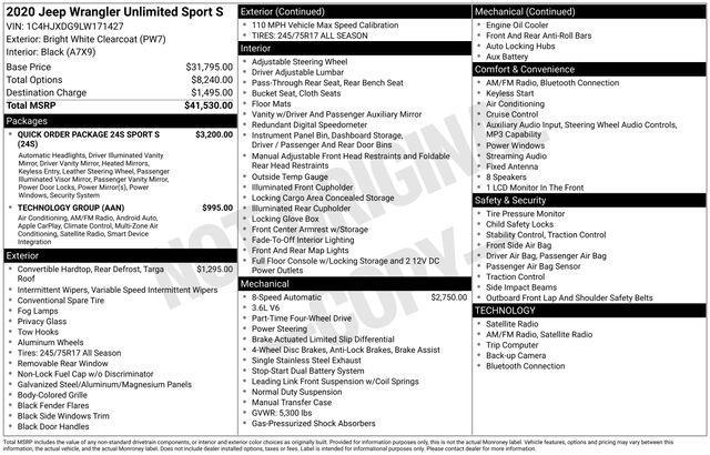 used 2020 Jeep Wrangler Unlimited car, priced at $27,485