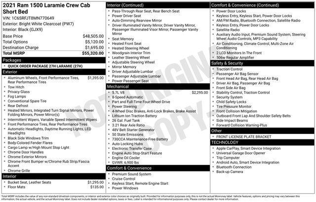 used 2021 Ram 1500 car, priced at $34,597