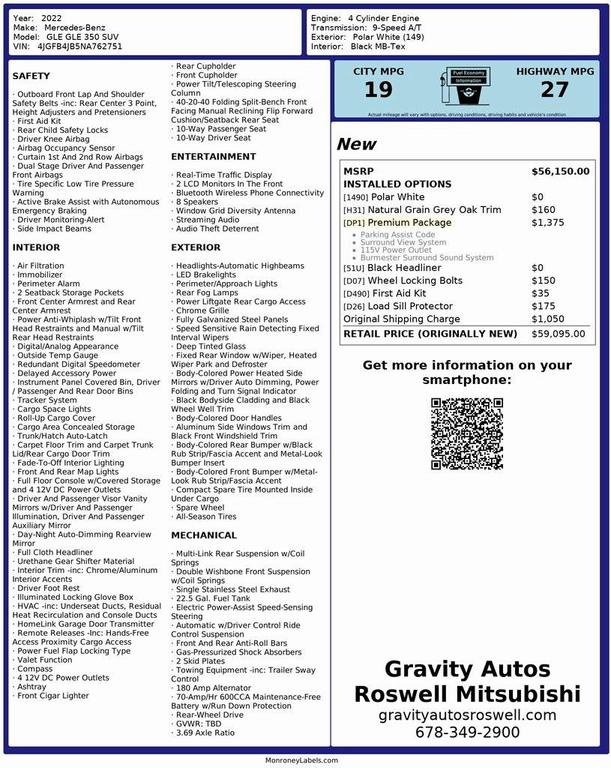 used 2022 Mercedes-Benz GLE 350 car, priced at $33,992