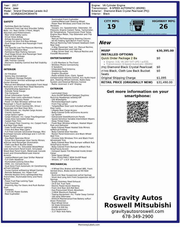 used 2017 Jeep Grand Cherokee car, priced at $11,797