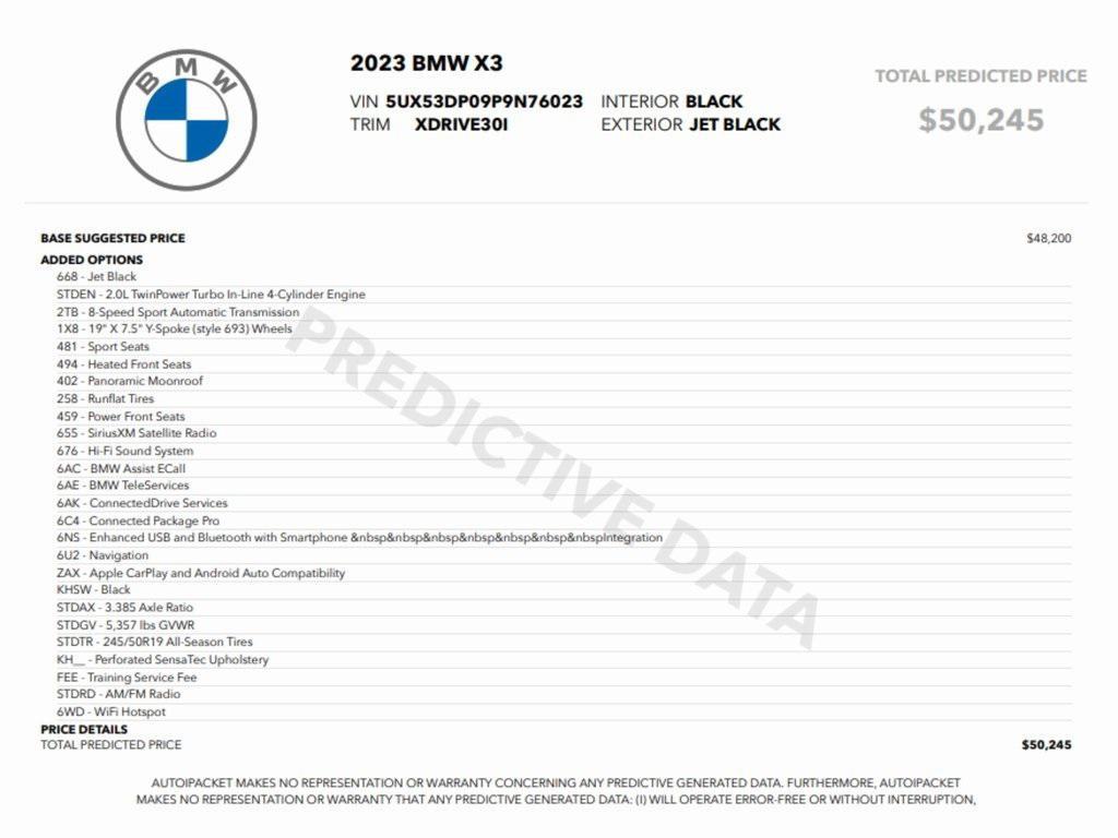 used 2023 BMW X3 car, priced at $33,999