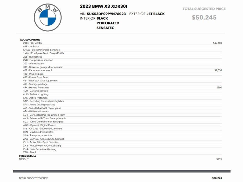 used 2023 BMW X3 car, priced at $35,999
