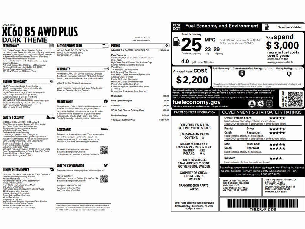 used 2023 Volvo XC60 car, priced at $28,999