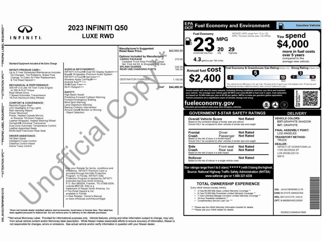 used 2023 INFINITI Q50 car, priced at $24,999