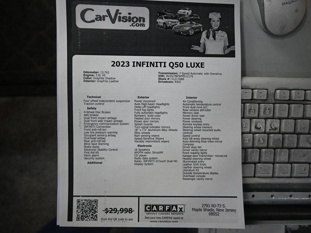 used 2023 INFINITI Q50 car, priced at $24,999