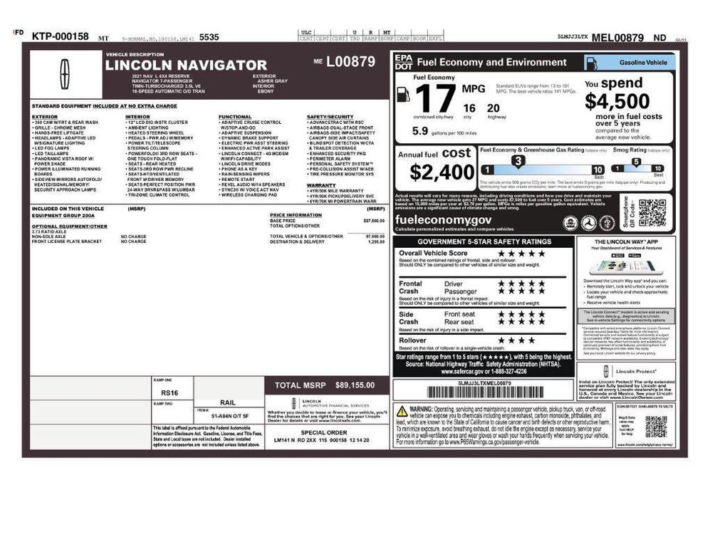 used 2021 Lincoln Navigator car, priced at $40,499