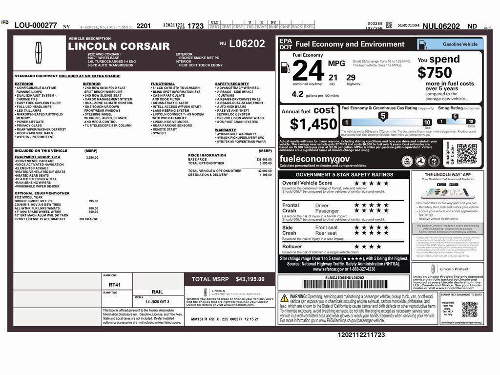 used 2022 Lincoln Corsair car, priced at $22,499