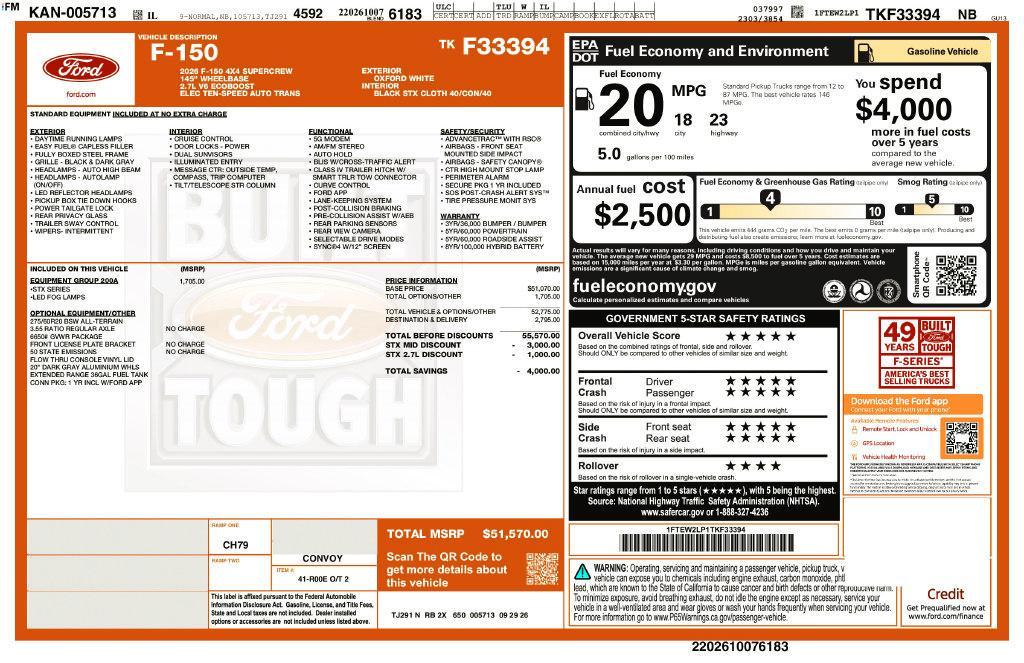 new 2026 Ford F-150 car, priced at $50,983
