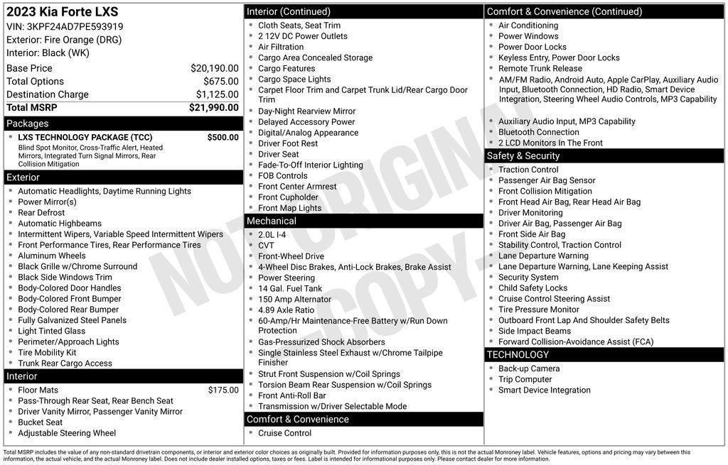 used 2023 Kia Forte car, priced at $15,995