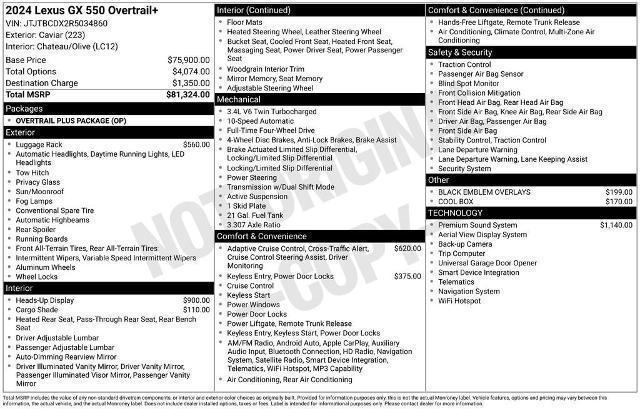 used 2024 Lexus GX 550 car, priced at $84,431