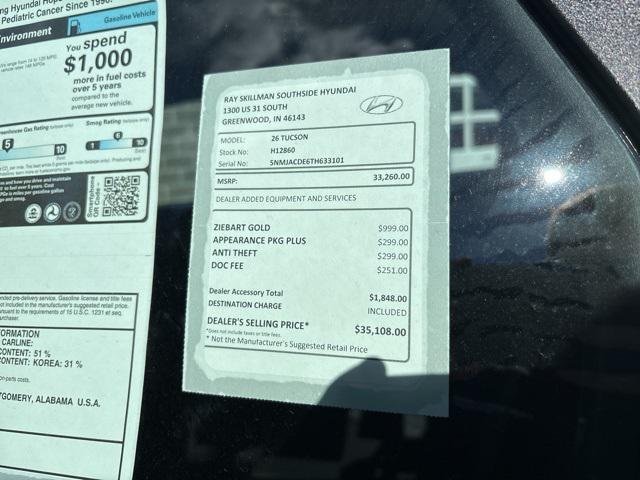 new 2026 Hyundai Tucson car, priced at $33,260