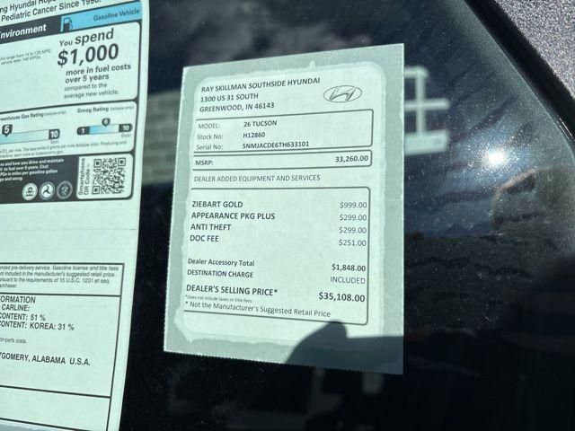 new 2026 Hyundai Tucson car, priced at $33,260