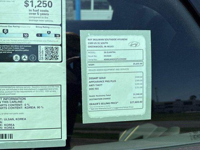 new 2026 Hyundai Elantra car, priced at $24,604