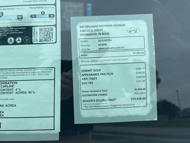 new 2026 Hyundai Elantra car, priced at $25,630