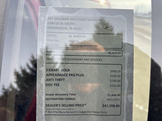 new 2026 Hyundai Santa Fe car, priced at $43,743