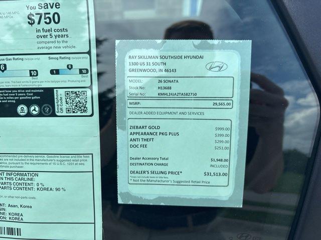 new 2026 Hyundai Sonata car, priced at $30,514