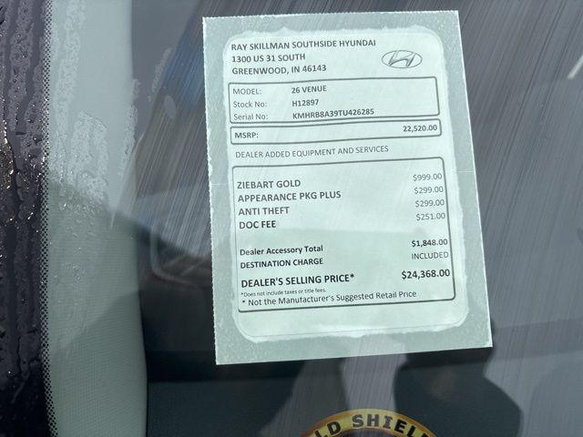 new 2026 Hyundai Venue car, priced at $22,520