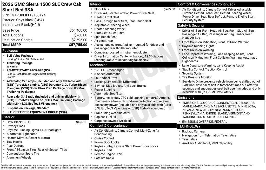 new 2026 GMC Sierra 1500 car, priced at $52,905