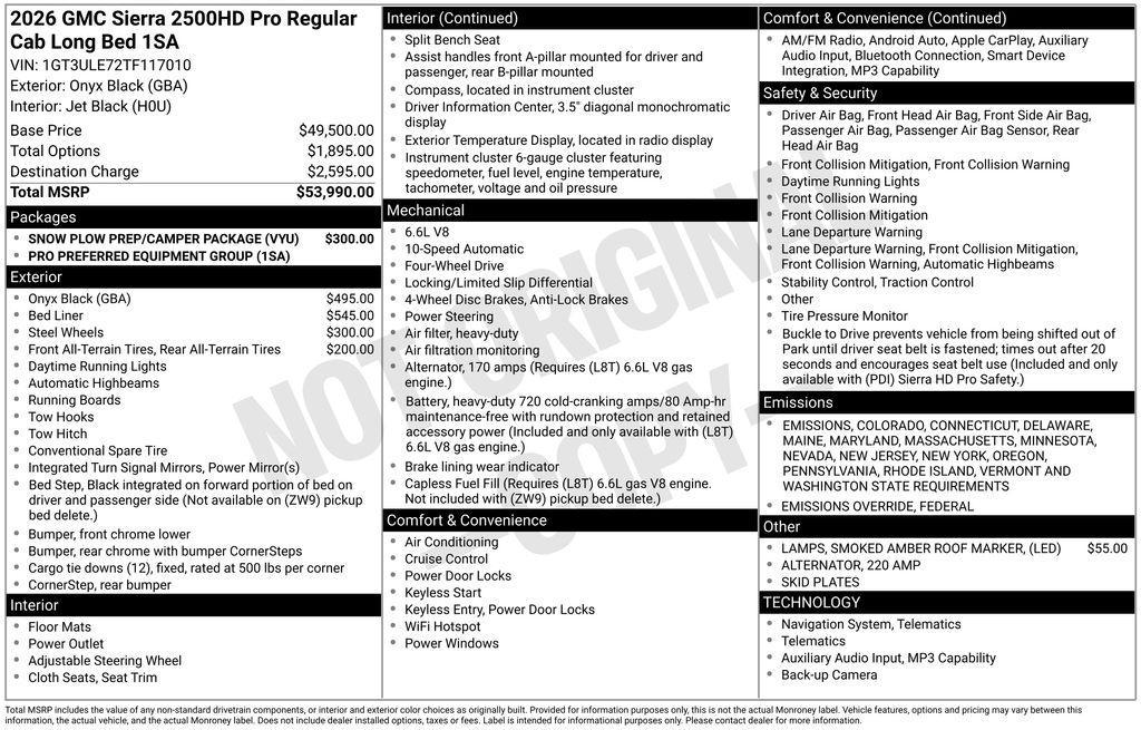 new 2026 GMC Sierra 2500 car, priced at $53,490