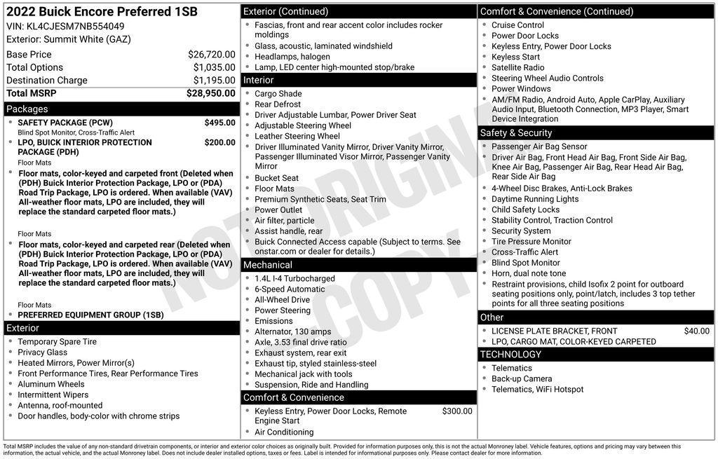 used 2022 Buick Encore car, priced at $19,000