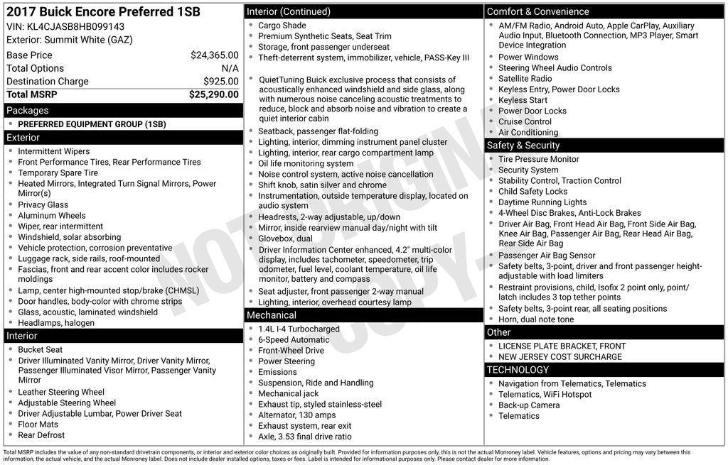 used 2017 Buick Encore car, priced at $11,500