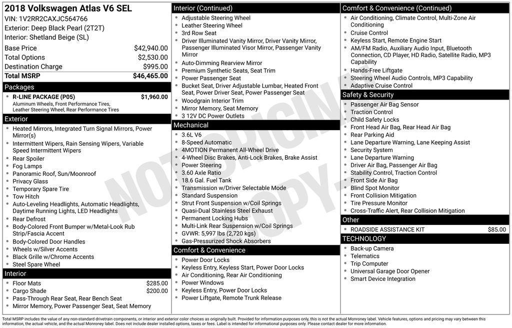 used 2018 Volkswagen Atlas car, priced at $14,500