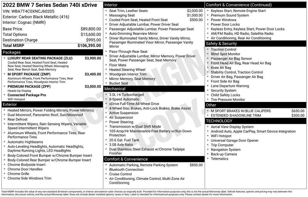 used 2022 BMW 740 car, priced at $47,500