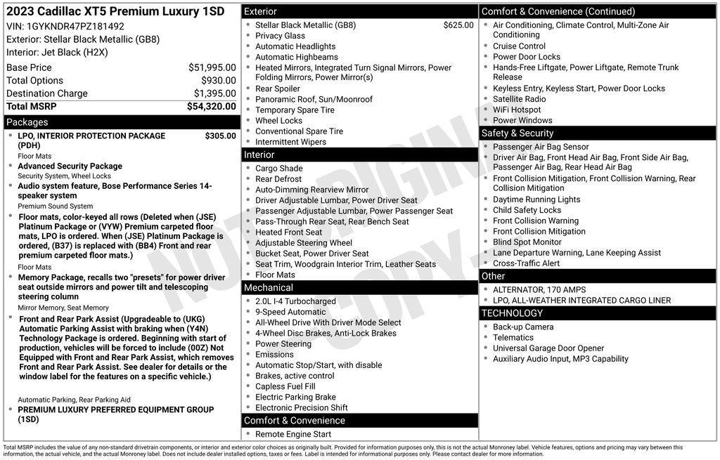 used 2023 Cadillac XT5 car, priced at $31,000