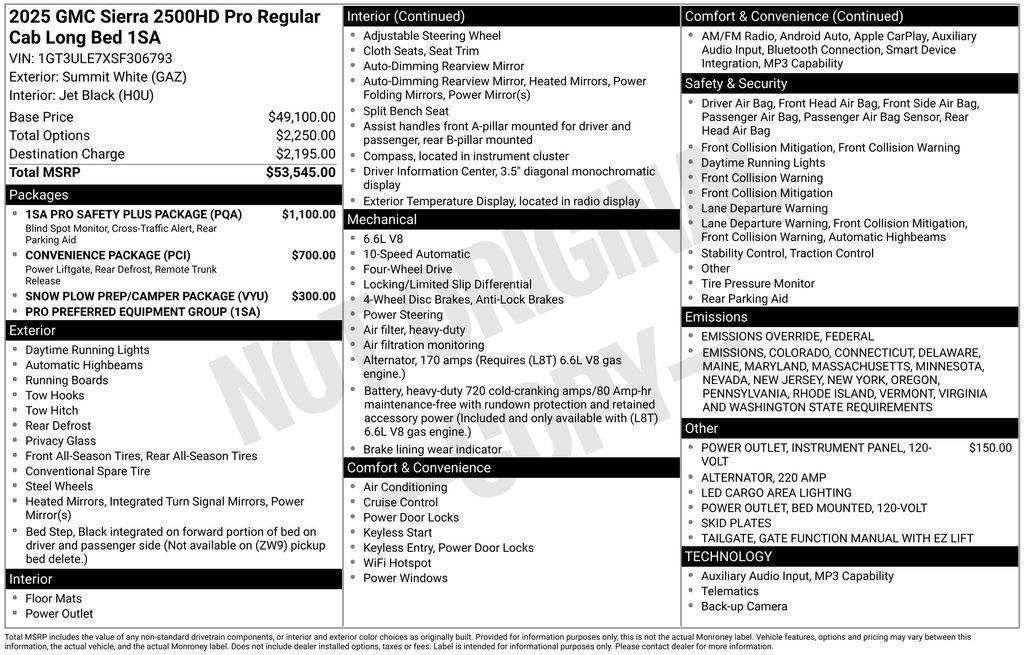 new 2025 GMC Sierra 2500 car, priced at $48,954