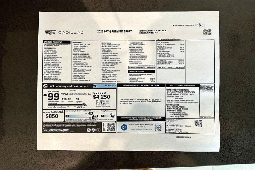 new 2026 Cadillac OPTIQ car, priced at $61,914