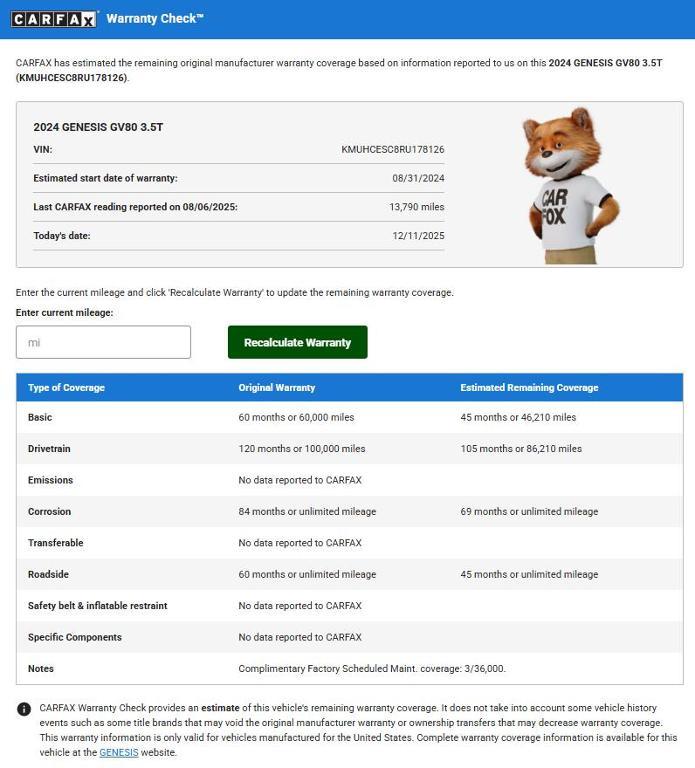 used 2024 Genesis GV80 car, priced at $48,995