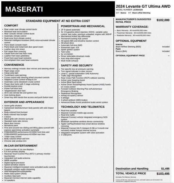 used 2024 Maserati Levante car, priced at $61,968