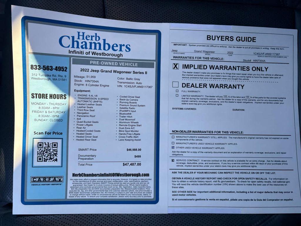 used 2022 Jeep Grand Wagoneer car, priced at $45,588