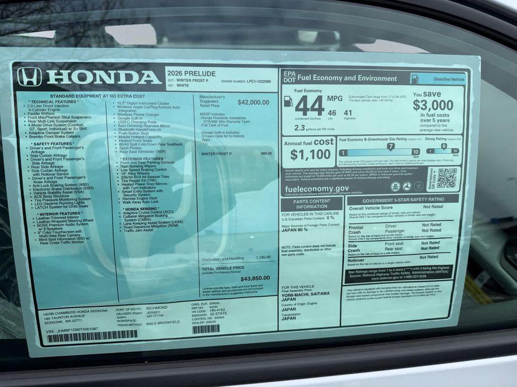 new 2026 Honda Prelude car, priced at $43,850